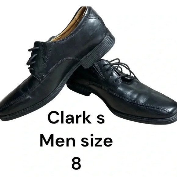 Clark’s Tilden Oxford Collection shoes,men size  8.Black leather soft cushion. - Picture 1 of 14